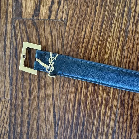 YSL Cassandre Classic Monogram Leather Belt with Bronze Gold Hardware YSL Cassandre Classic Monogram Leather Belt with Bronze Gold  main image 3